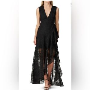 Black ruffle palm gown size 8